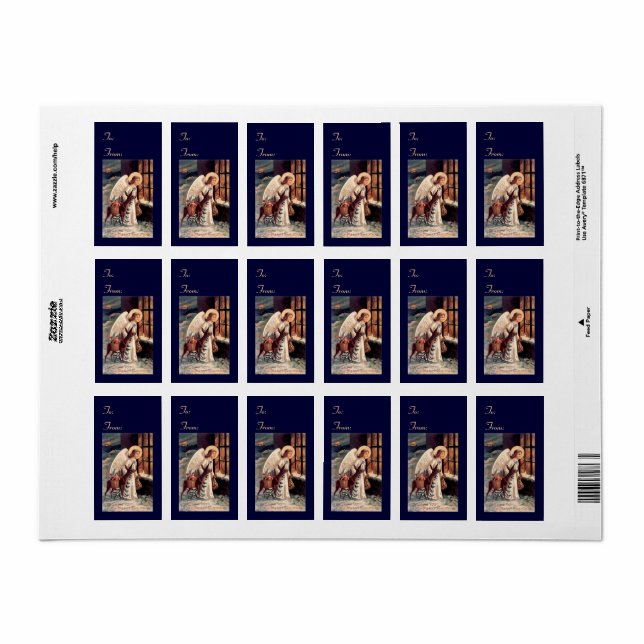 Engel mit Hirschweihnachtsgeschenk Aufkleber Adressaufkleber (Vorne)