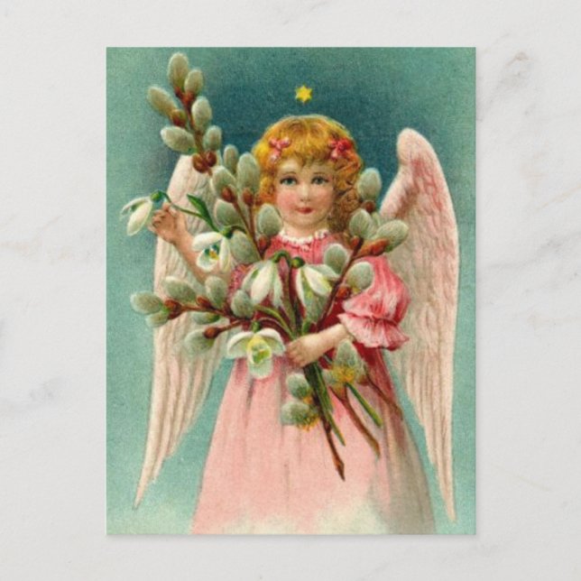 Engel mit Hübsch rosa Kleid Postkarte (Vorderseite)