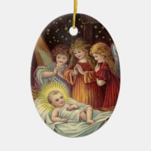 Engel mit Jesus-Keramik-Ornament Keramik Ornament