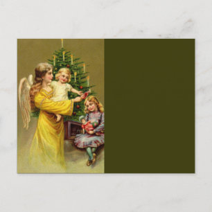 Engel mit Kindern und Baum Postkarte