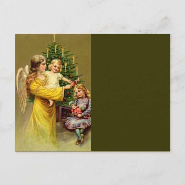 Engel mit Kindern und Baum Postkarte (Vorderseite)