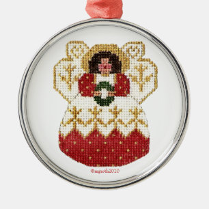 Engel mit Kranzverzierung Silbernes Ornament