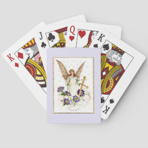 Engel mit Kreuz und Clematitis Blume Fahrradspiel Spielkarten