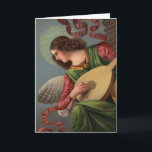 Engel mit Lute Feiertagskarte<br><div class="desc">Diese wunderschöne Abbildung aus der Jahrhundertwende zeigt einen himmlischen Engel, der die Laute spielt. Die Viktorianische gedruckte Interpretation stammt aus einem Originalgemälde im Vatikan. Das Original-Chromolithograph zeigt klare und gesättigte Farben und ein lebendiges Punktmuster. Engel mit Violine ist das Begleitbild und als separates Angebot erhältlich. Beide sind perfekt für die...</div>