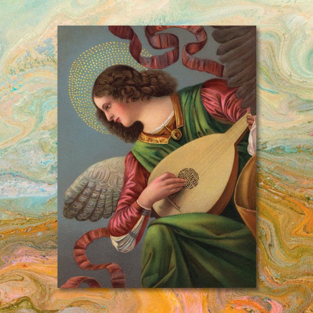 Engel mit Lute Postkarte (Von Creator hochgeladen)