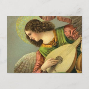 Engel mit Mandoline malend Postkarte