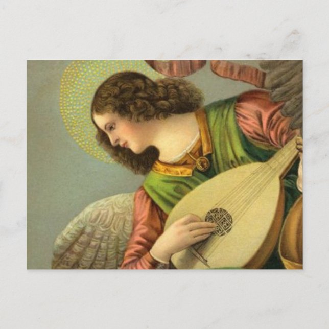 Engel mit Mandoline malend Postkarte (Vorderseite)
