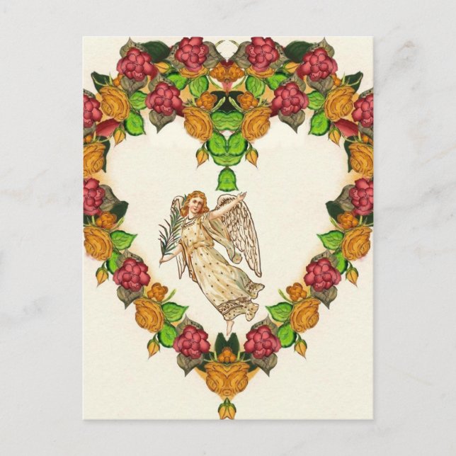 Engel mit Palmen und Blume Postkarte (Vorderseite)