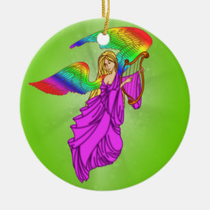Engel mit Regenbogen-Flügeln Keramikornament