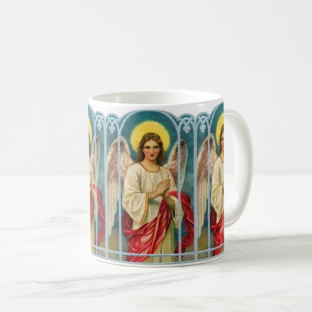 Engel mit rosa Band Triptychon Kaffeetasse (VorderseiteRechts)