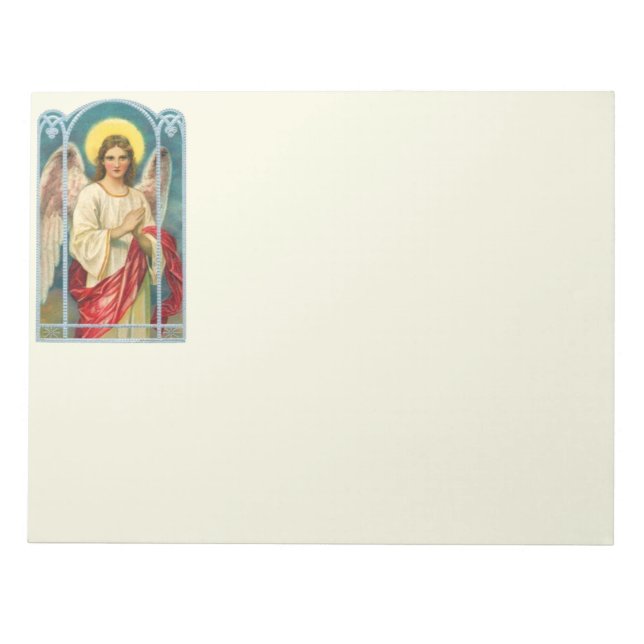 Engel mit rosa Band Triptychon Notizblock (Vorderseite)
