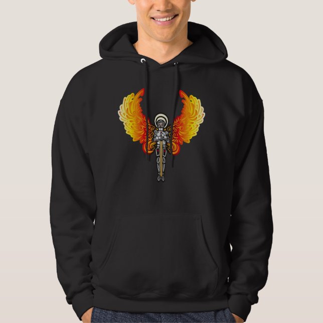 Engel mit Schwert und Flügeln des Feuers Hoodie (Vorderseite)