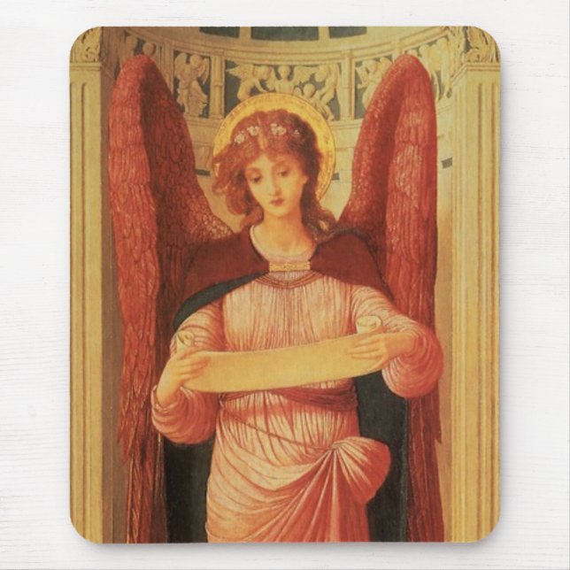 Engel mit Scroll von John Melhuish Strudwick Mousepad (Vorne)