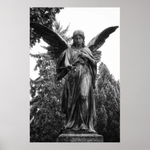 Engel mit Spread Flügeln mit einer Blume Poster