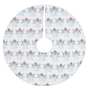 Engel mit starker Musik Polyester Weihnachtsbaumdecke