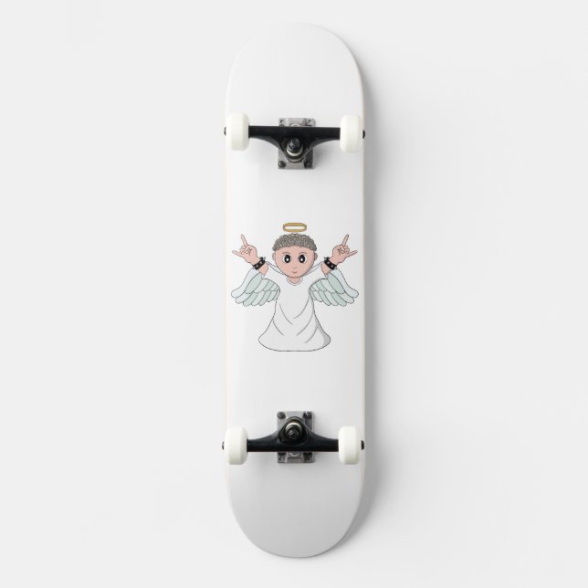Engel mit starker Musik Skateboard (Vorderseite)