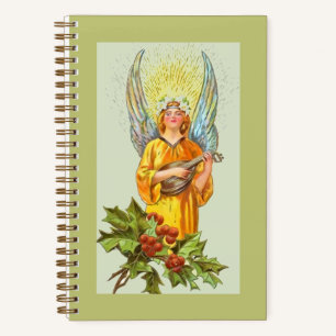 Engel mit Stechpalme und Mandoline Notizbuch