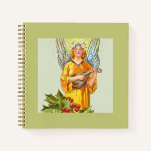 Engel mit Stechpalme und Mandoline Notizbuch