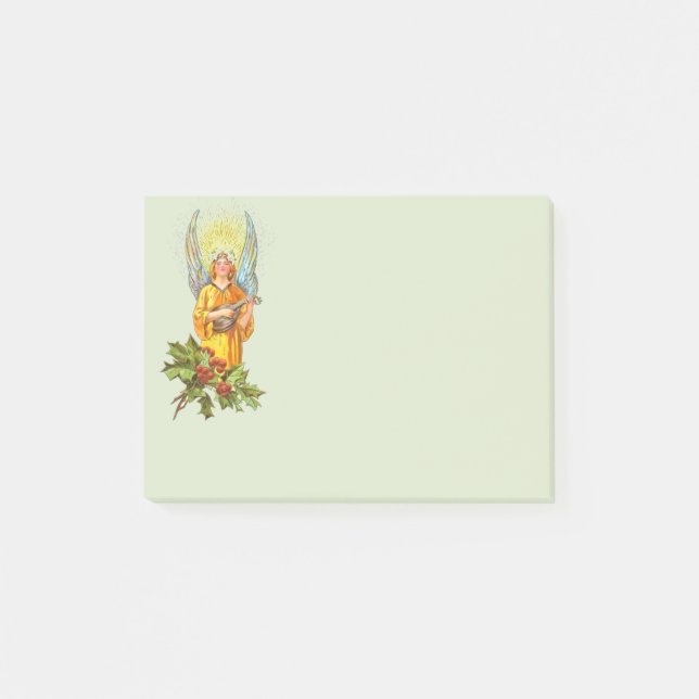 Engel mit Stechpalme und Mandoline  Post-it Klebezettel (Vorderseite)