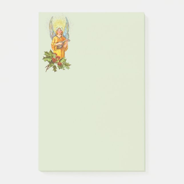 Engel mit Stechpalme und Mandoline  Post-it Klebezettel (Vorderseite)