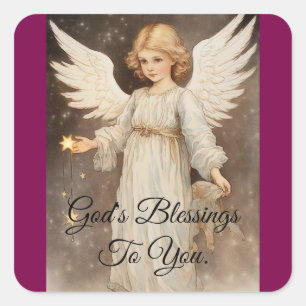 Engel mit Sternkleber Quadratischer Aufkleber