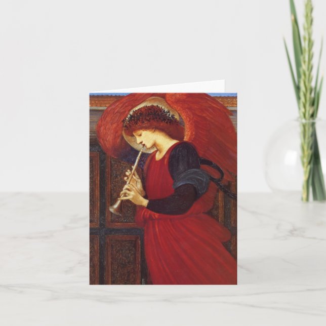 Engel mit Trompete, Burne-Jones schöne Kunst Feiertagskarte (Vorderseite)