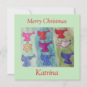 Engel mit Trumpets flache Weihnachtskarte Karte