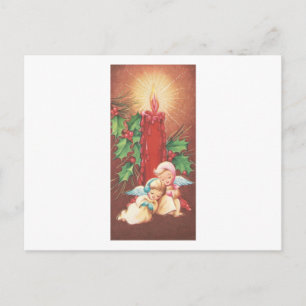 Engel mit Vintage-Kerzenlicht Postkarte