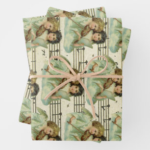 Engel mit Violine und Noten im viktorianischen Sti Geschenkpapier Set