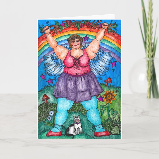 Engel mit Zweigkarte Karte (Vorderseite)