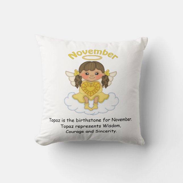 Engel Novembers Birthstone brünett Kissen (Vorderseite)