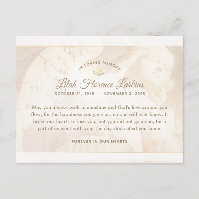 Engel of Light Beileid Danke PostCard Postkarte (Vorderseite)