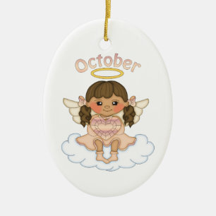 Engel Oktobers Birthstone brünett Keramik Ornament
