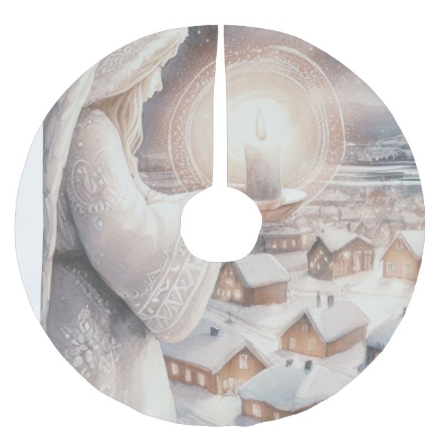 Engel passen auf dich auf polyester weihnachtsbaumdecke (Vorderseite)