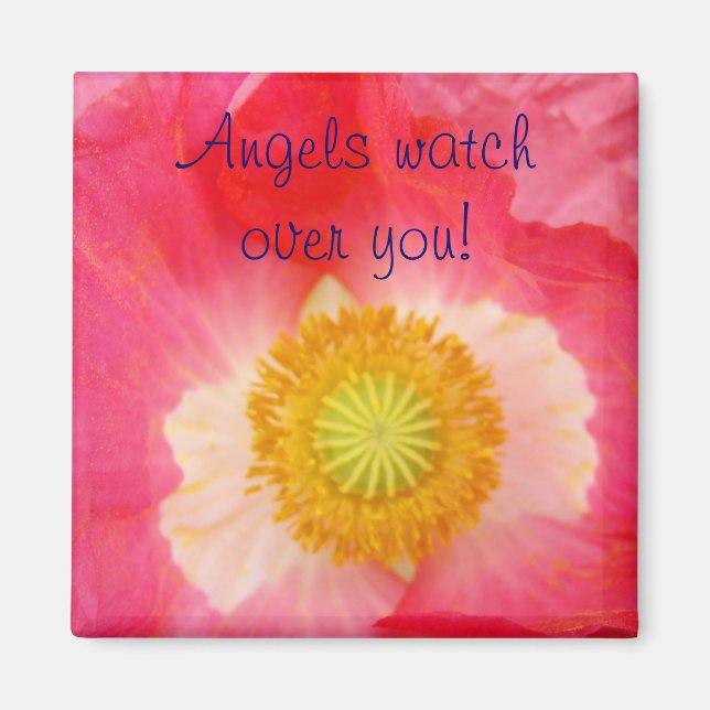 Engel passen über dich auf! Magnet Geschenke Rosa  (Vorne)