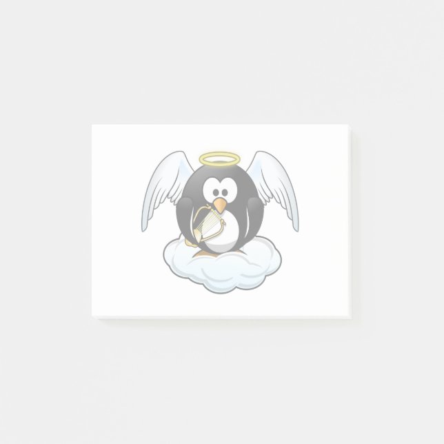 Engel Penguin über eine Wolke Post-it Klebezettel (Vorderseite)