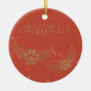 Engel Pet Paws Red Keramik Ornament