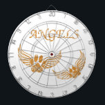 Engel-Pfoten Dartscheibe<br><div class="desc">Die Pfoten eines Hundes und einer Katze mit Flügeln wie Engel. Das Design hat einen beängstigenden Effekt,  der auf das Bild angewendet wird. Geschenke Idee für Menschen,  die ihre Haustiere Liebe.</div>