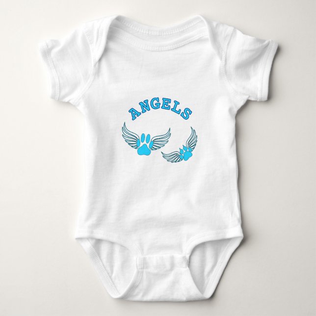 Engel-Pfoten in blau Baby Strampler (Vorderseite)