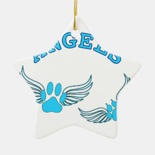 Engel-Pfoten in blau Keramik Ornament