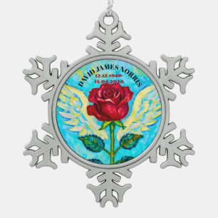 Engel-Rose Mitgefühl  Schneeflocken Zinn-Ornament
