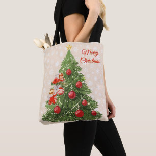 Engel schmücken den Weihnachtsbaum