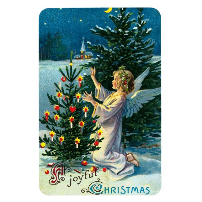 Engel schmückt Weihnachtsbaum 2 Magnet (Vertikal)