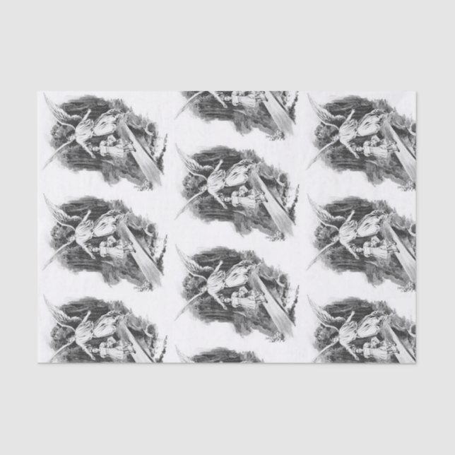 Engel Schutz eines Mädchen-Kindergewebe Seidenpapier (Vorderseite)