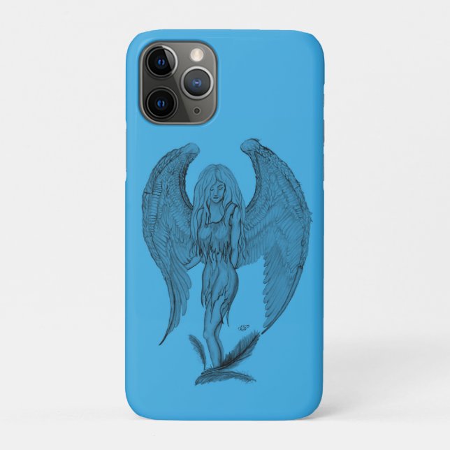 Engel Schwarz-Blau-Design Case-Mate iPhone Hülle (Rückseite)