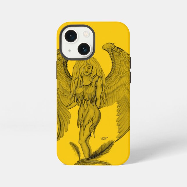Engel - Schwarz-Gelb-Design iPhone Hülle (Rückseite)