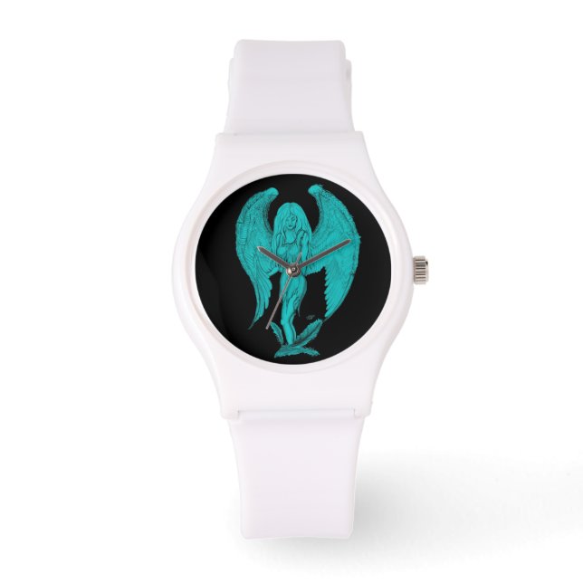 Engel Schwarz-Grün-Design Armbanduhr (Vorderseite)