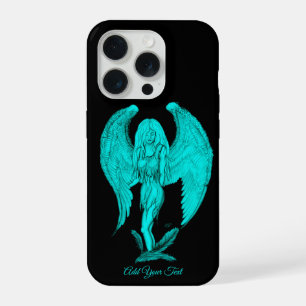 Engel, Schwarz- und Grün-Design iPhone 15 Pro Hülle