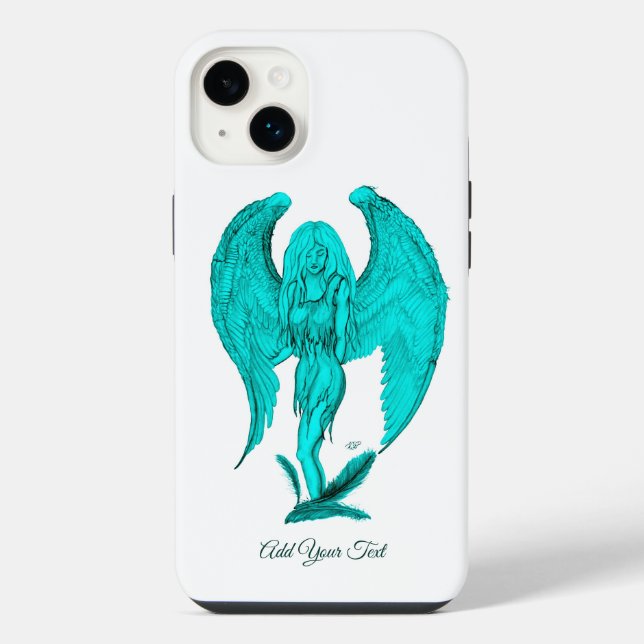 Engel, Schwarz- und Grün-Design iPhone Hülle (Rückseite)