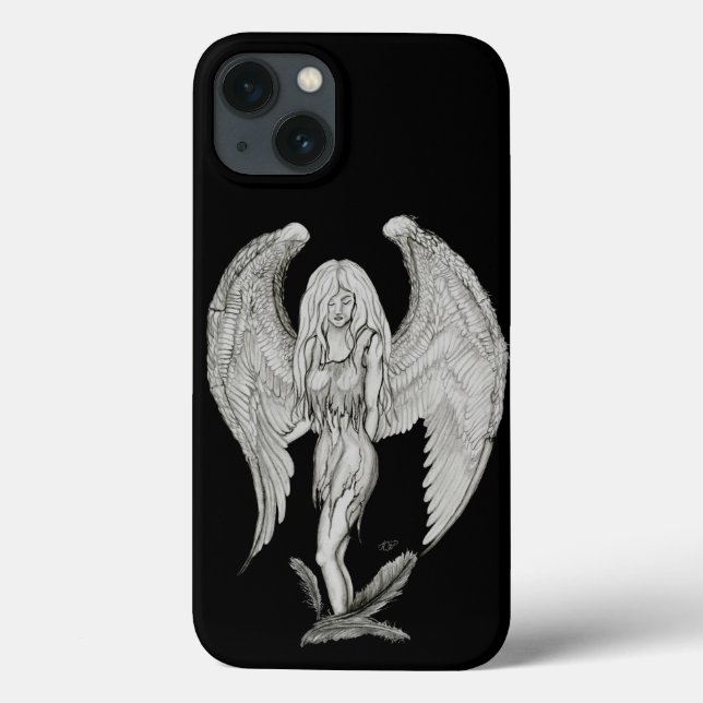 Engel - Schwarz-Weiß-Design Case-Mate iPhone Hülle (Rückseite)